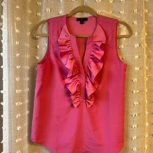 J. Crew Vibrant Pink Ruffle Blouse